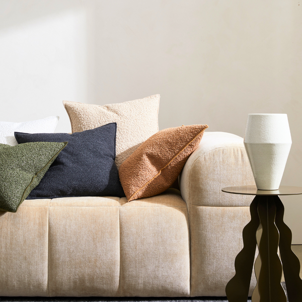 Boucle living room cushions Onyx and Smoke Australia