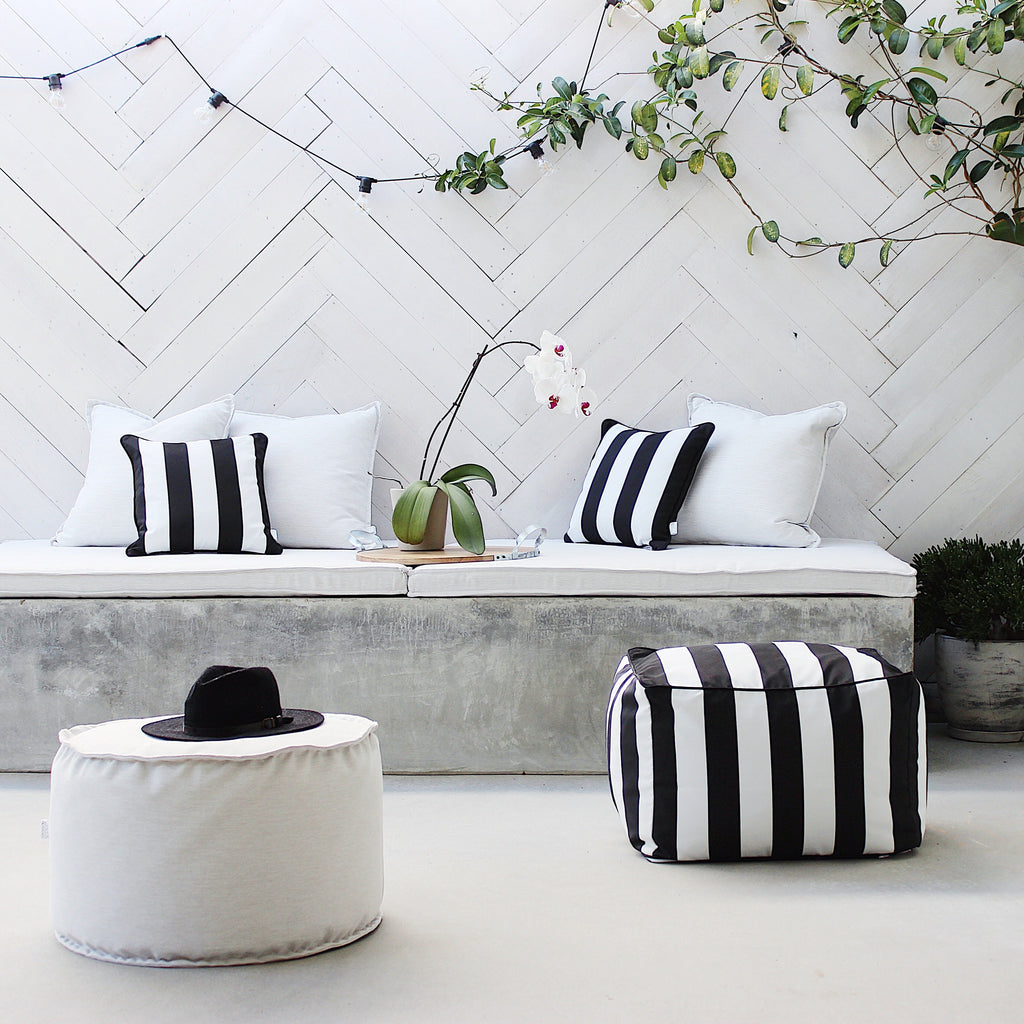 stripey outdoor poolside cushions onyx and smoke