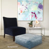 Lavish Velvet Box Floor Seating Ottoman pouf onyx and smoke 