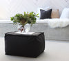 Mon Palmer Ash Collection black cushions outdoor pouf ottoman onyx and smoke