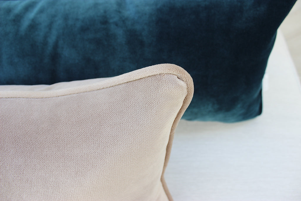 Long Velvet Bed Lumbar Cushions onyx and smoke