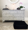 Lavish Velvet Box Floor Seating Ottoman pouf onyx and smoke 