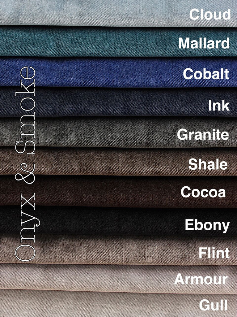 Perfection Velvet Cushions French seem finish onyx and smoke 