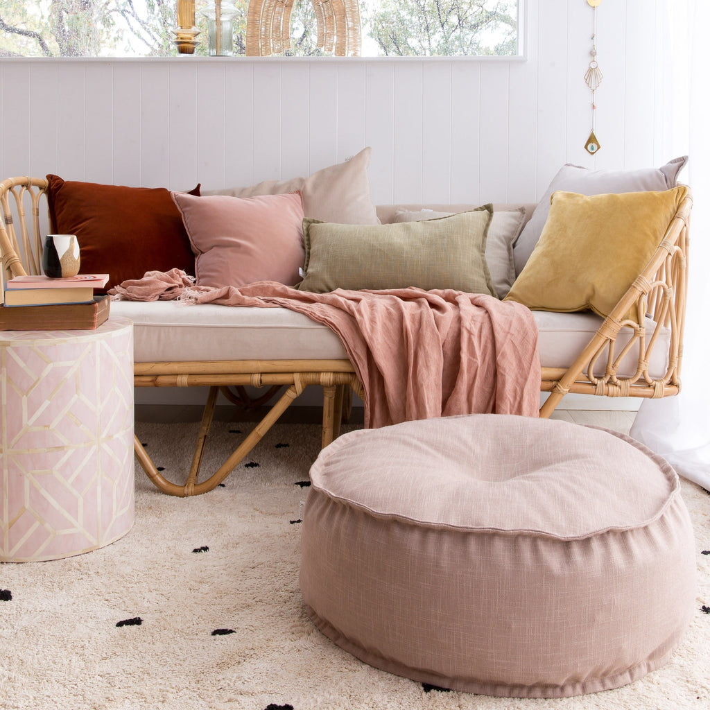 Linen Look Ottomans & Poufs onyx and smoke 